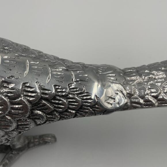 Metal Pheasant Figure Sculpture Silver Plate Pewter Are Decor MCM 18" - Picture 7 of 10